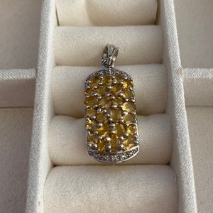 Genuine Citrine Pendant “Military Dog Tag” style